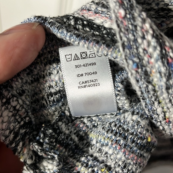 LOFT texture knit cotton blend blk pullover crop sweater 3/4 sleeve side slit LG - Picture 7 of 11